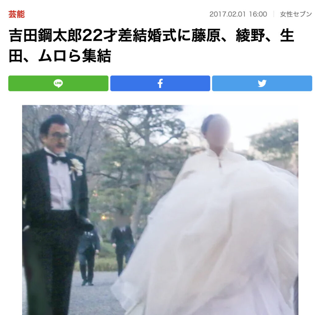 吉田鋼太郎の結婚式